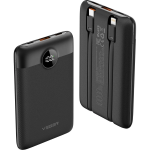 VEGER Power Bank C11 da 10000mAh PD 22.5W con Cavo Integrato Type-C, Lightning e MicroUsb - Nero