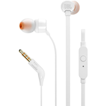 JBL Auricolare Stereo T110 con Jack 3.5mm, Cavo Piatto e Cuffiette InEar - Bianco